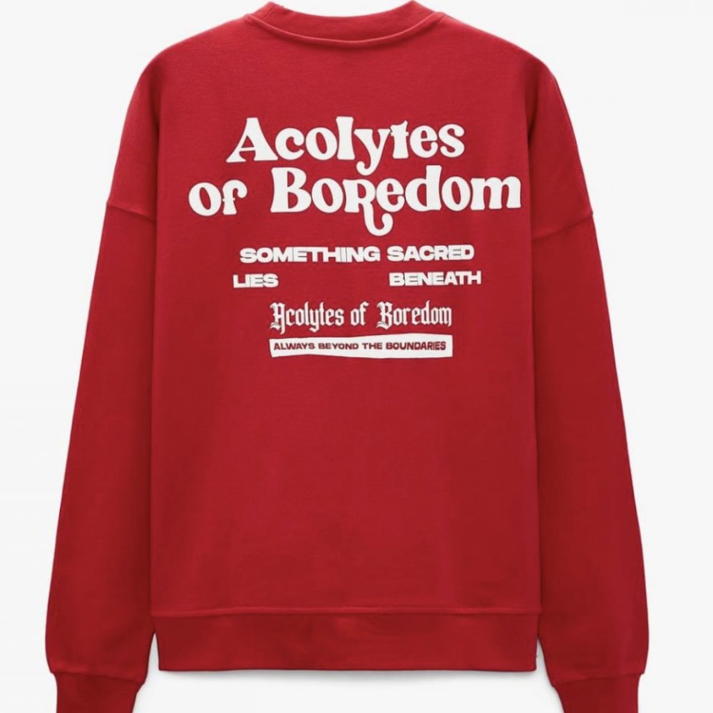 Zara Acolytes Of Boredom Red Sweater Men Size M Brand New